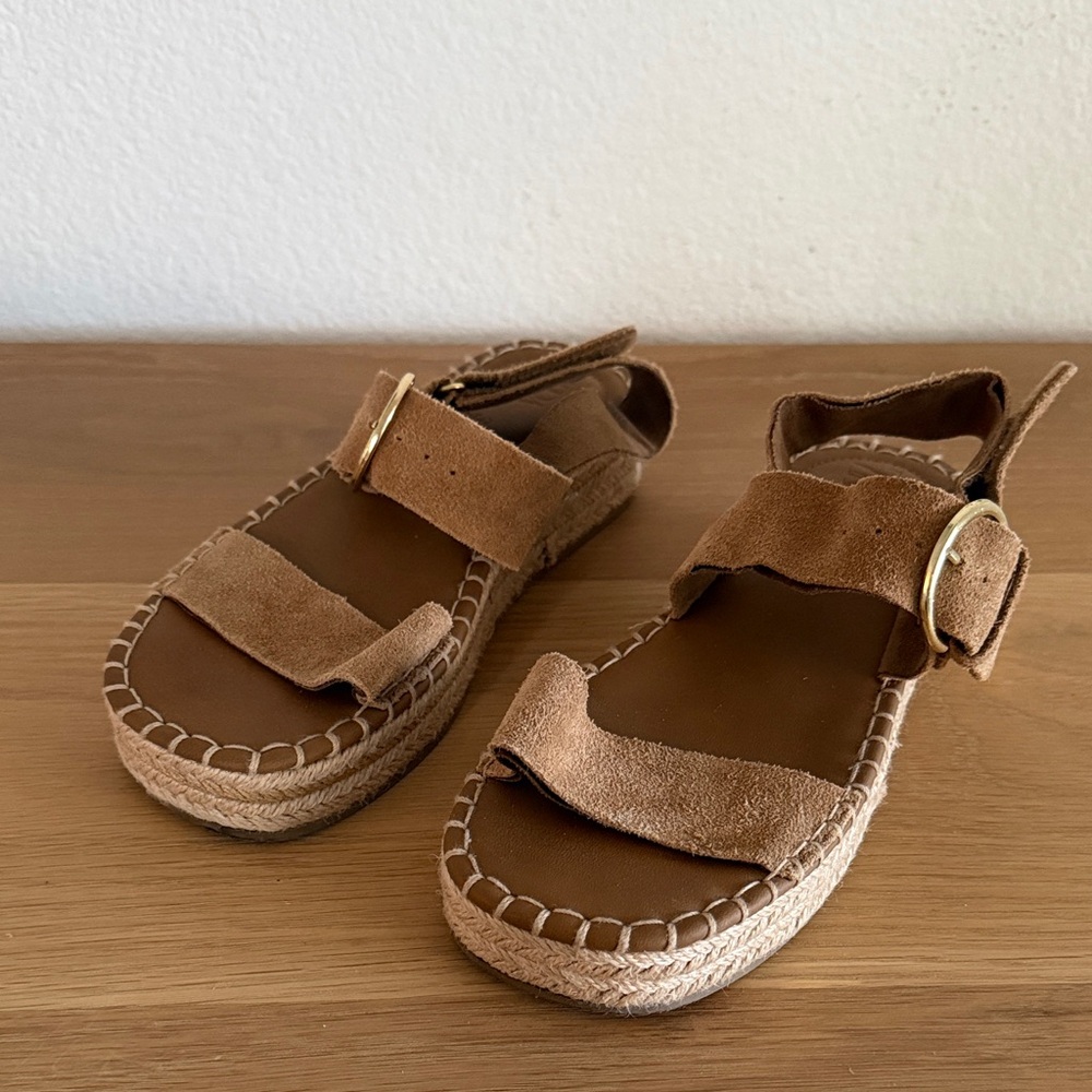 Zara girls tan suede platform sandal